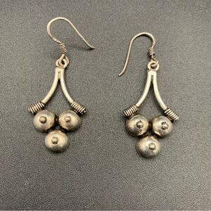 Sterling Silver Mexico Bubble Cluster Dangle Earrings 925